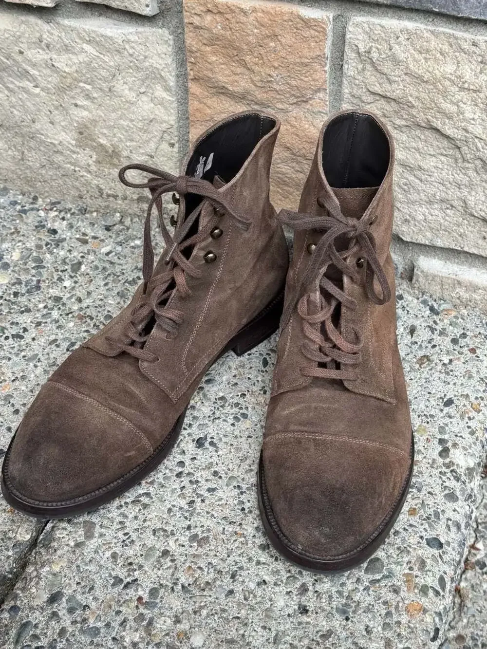 To Boot New York Adam Derrick Brown Suede Cap Toe Lace-Up Boots